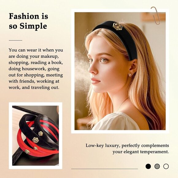 Women\'s Velvet Headbands Non Slip Wide Hairbands Gift for All Hair Types